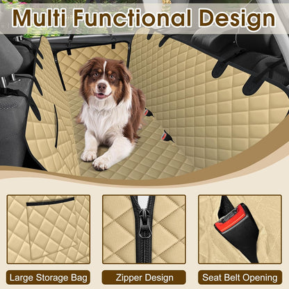 Waterproof Dog Car Seat Cover for Back Seat - Durable, Scratch Proof Pet Hammock with Nonslip