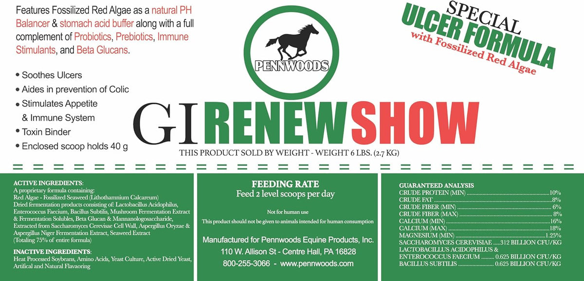 GI Renew Show, Probiotics for Equine, Immune and Appetite Stimulation, Prebiotics, Digestive