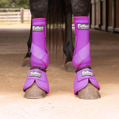 Jeffers Expression Neon Horse Boots 1 Pair - Purple & Pink, Breathable Neoprene, Secure Strap