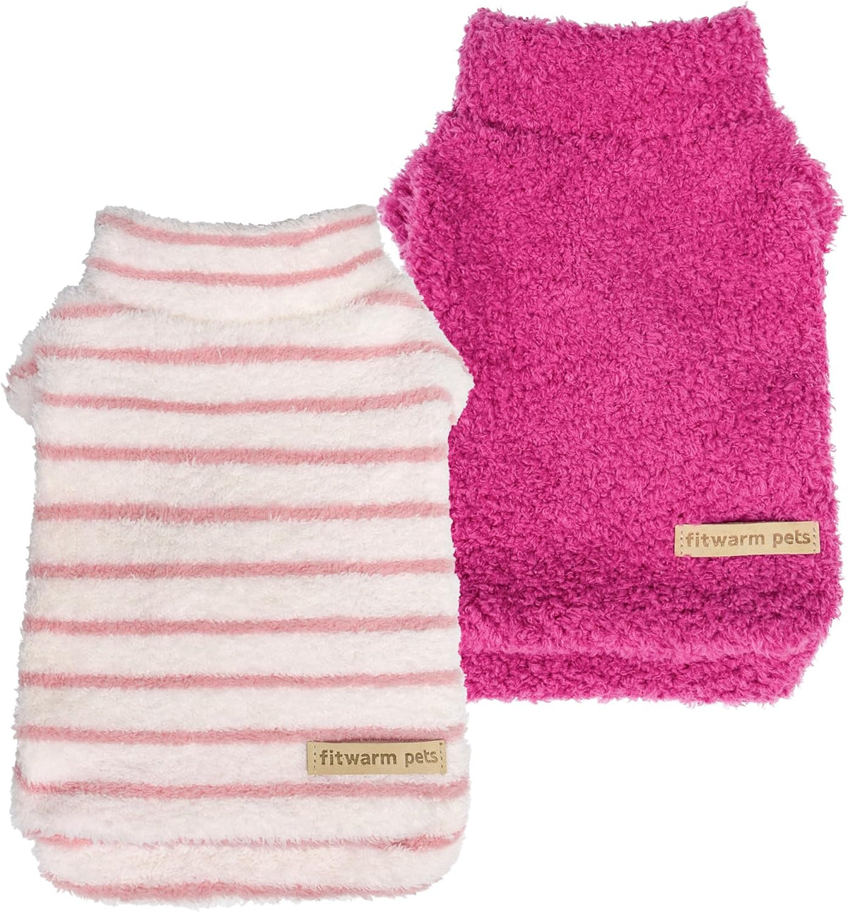 Fitwarm 2 Pack Striped Fleece Dog Sweater, Warm Winter Dog Clothes for Small Dogs Girl, Fuzzy