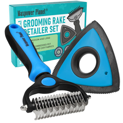 Maxpower Planet Pet Grooming Rake and Mini Pet Hair Remover Tool, Undercoat Rake for Dogs & Hair