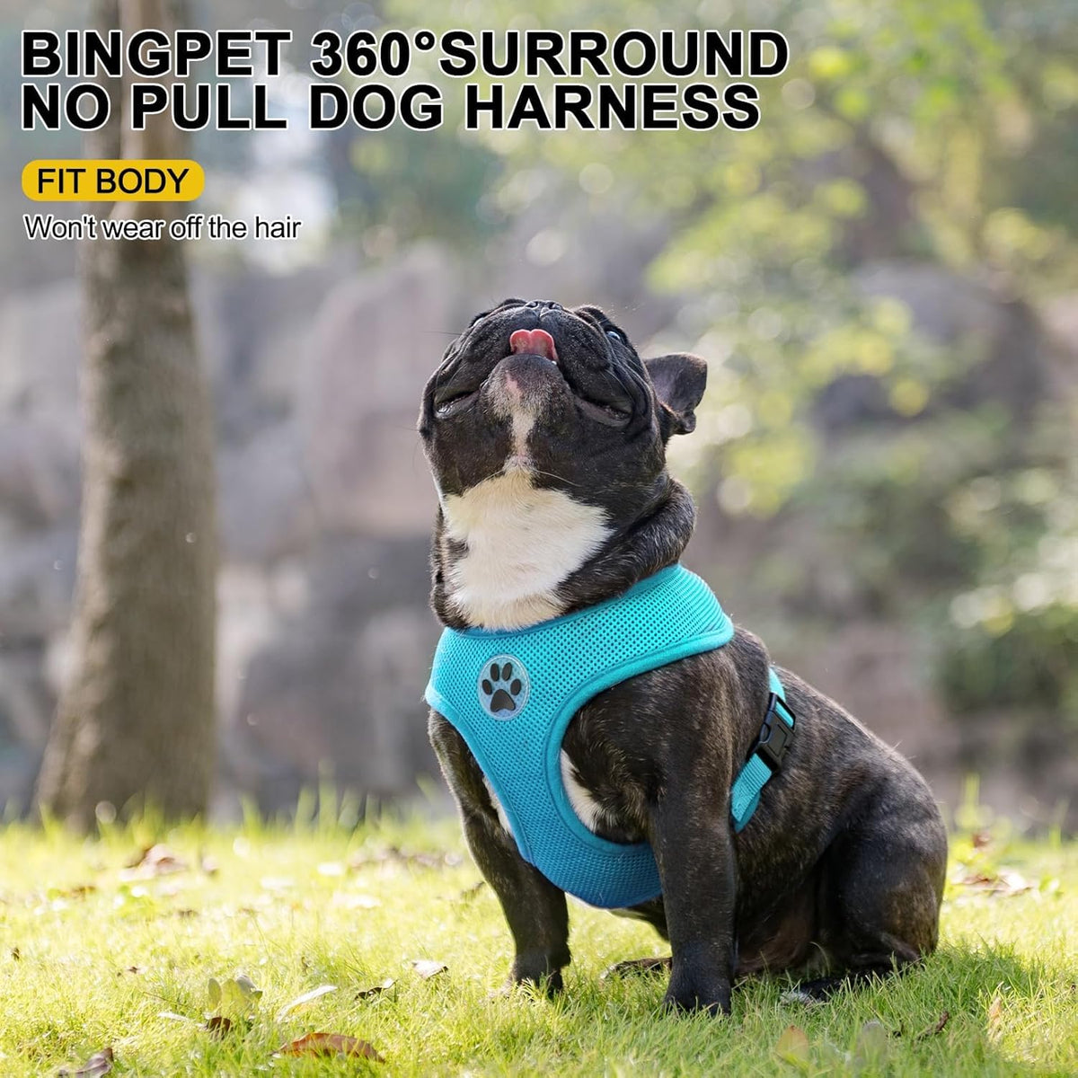 BINGPET No Pull Dog Harness,Soft Mesh Breathable All Weather Vest Harness,Safety Protection Design