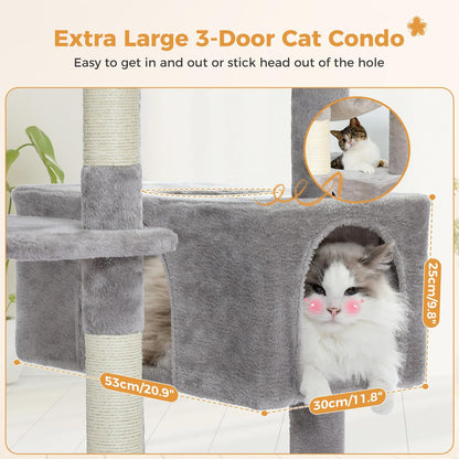 PAWZ Road Large 72 Inch Cat Tree and Tower for Indoor Cats - With Sisal-Covered Scratching Posts