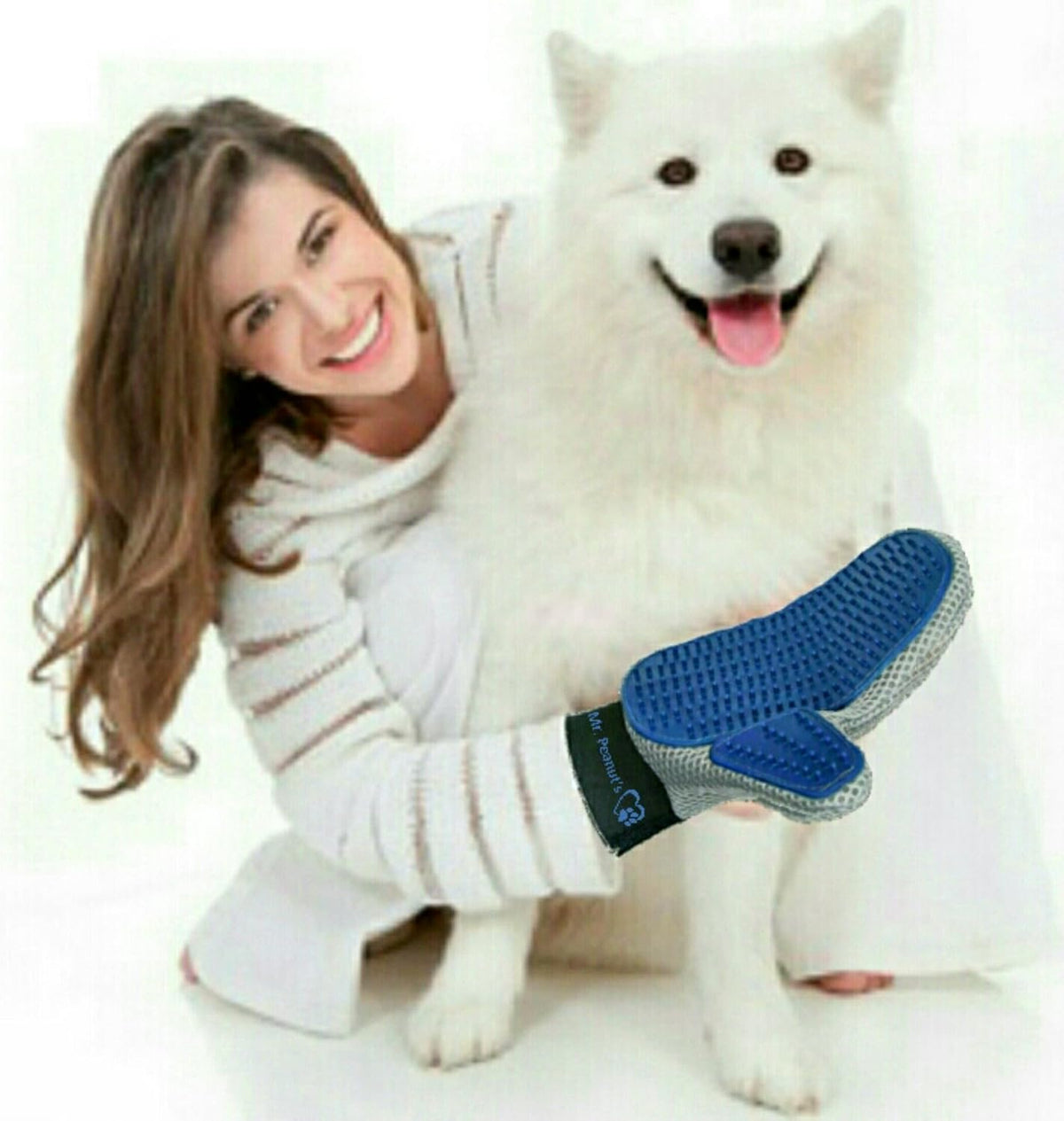 Mr. Peanut’s Pet Grooming Glove – Deshedding Hair Removal Mitt with Gentle Silicone Tips