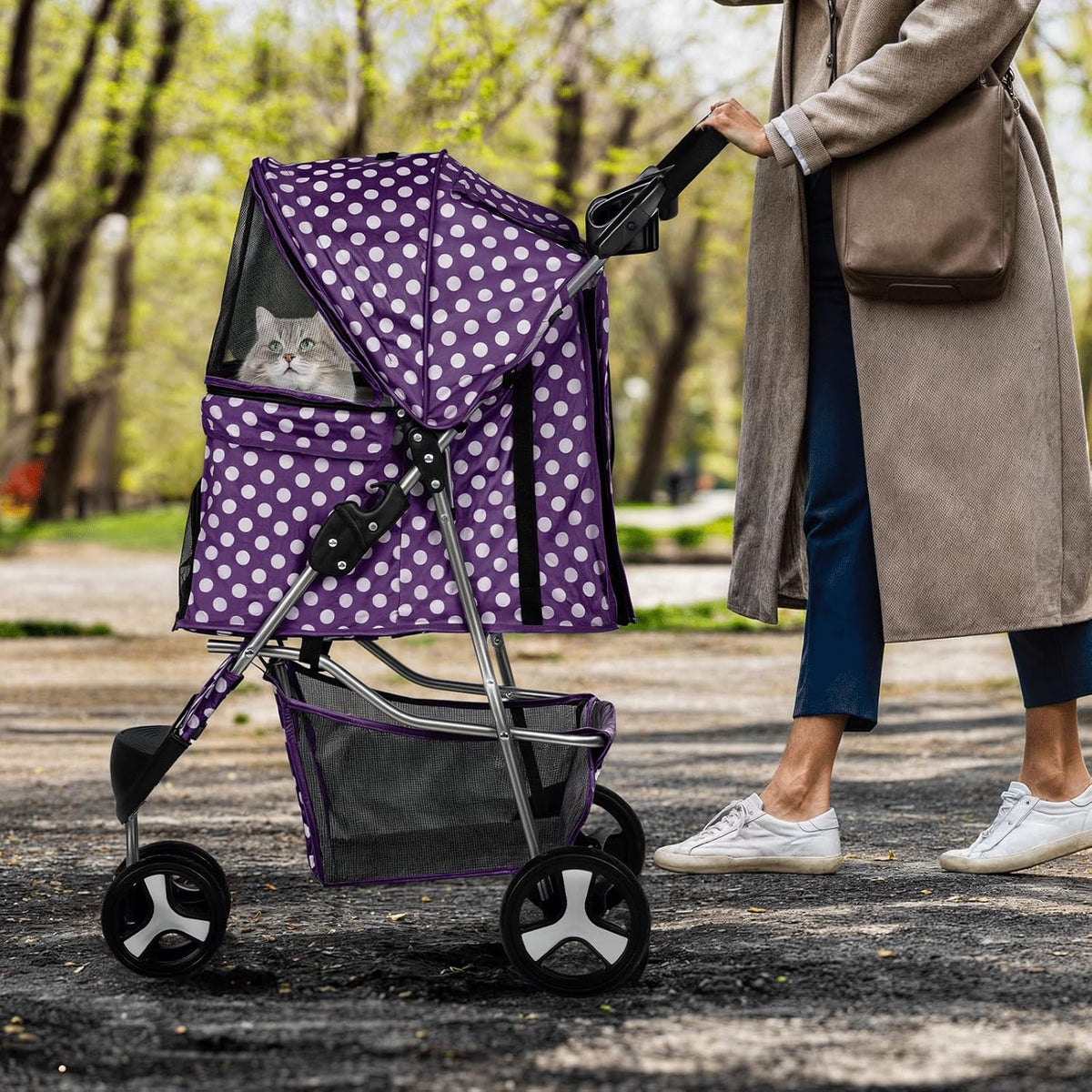 MoNiBloom 3 Wheels Pet Dog Cat Stroller for Small Medium Dogs Cats, Foldable Jogger Stroller