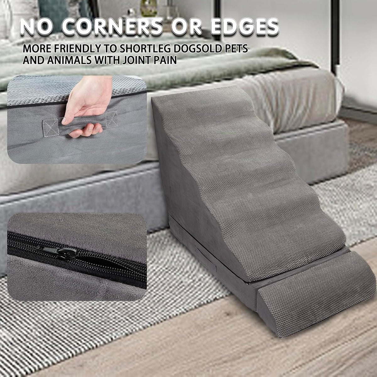 Soft Dog Stairs & Steps for High Beds 28 Inches High Tall, LitaiL Pet Stairs/Steps for High Beds