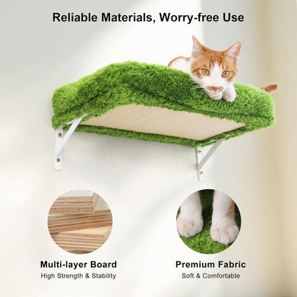 FUKUMARU Cat Wall Shelves, Stable & Safe 4 in 1 Cat Furniture Set, Wooden Climbing Wall with