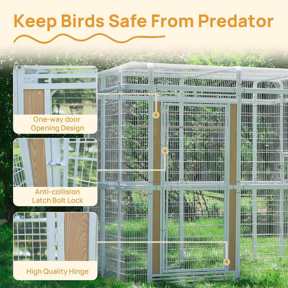 Large Bird Cage for Parakeets Outdoor Bird Aviary Parrot Cage with Perch, Walk-in Heavy Duty