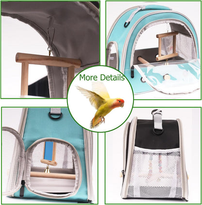 Portable Parrot Travel Cage Carrier with Small Swing Toy&Cage Colorful Toys Set Small Bird Parakeet