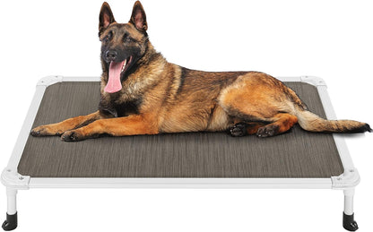 Veehoo Chew Proof Elevated Dog Bed - Cooling Raised Pet Cot - Silver Aluminum Frame and Durable