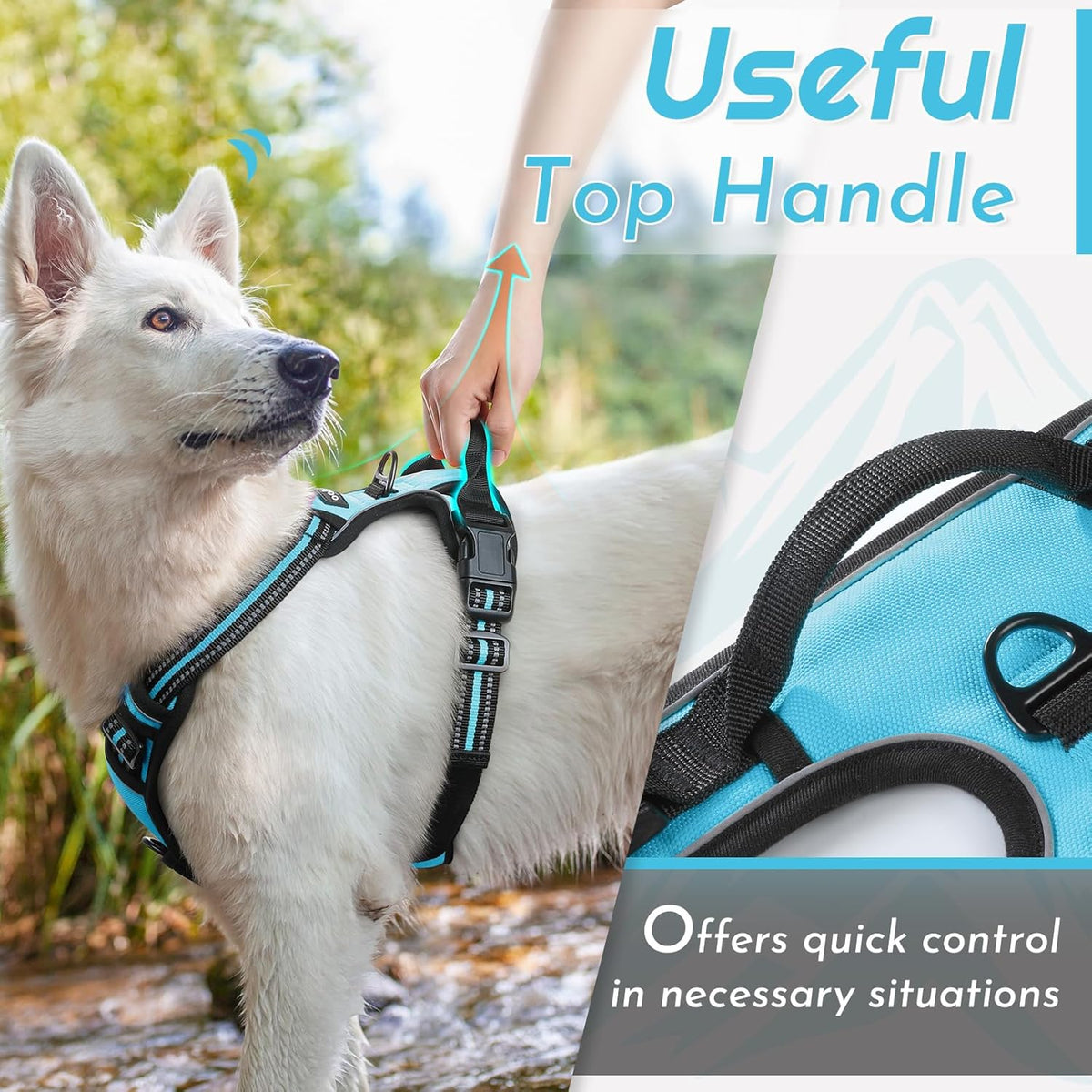 Eagloo Dog Harness for Large Dogs, No Pull Service Vest with Reflective Strips and Control Handle