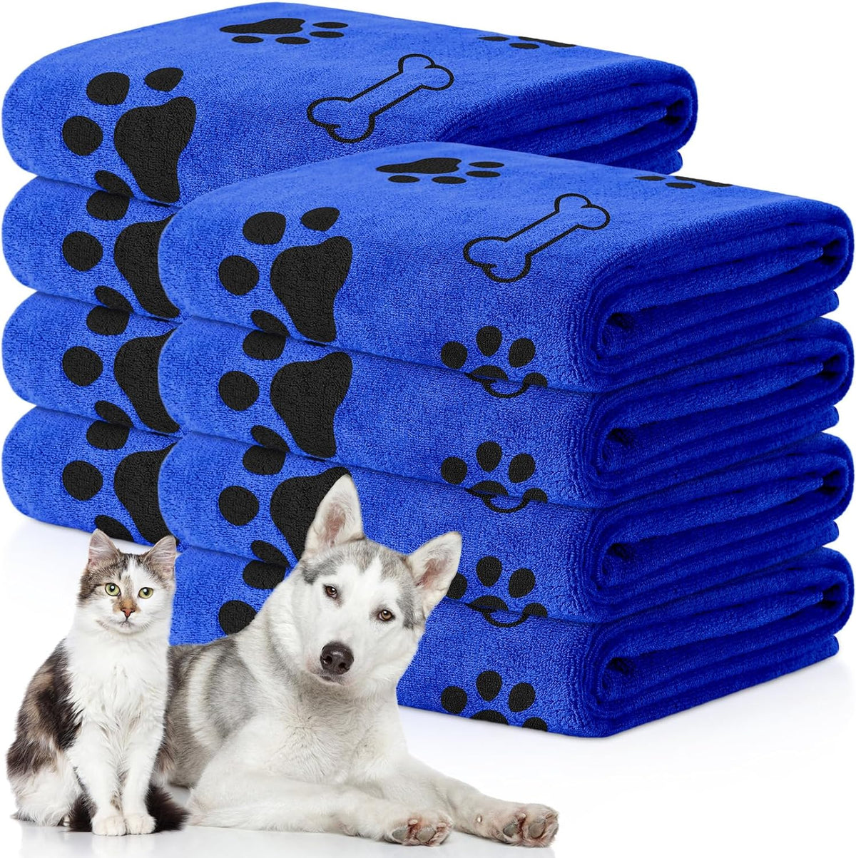 Chumia 8 Pcs Dog Towels for Drying Dogs Cats Pet Towels Bulk Puppy Microfiber Quick Drying Paw Bath