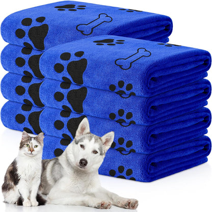 Chumia 8 Pcs Dog Towels for Drying Dogs Cats Pet Towels Bulk Puppy Microfiber Quick Drying Paw Bath