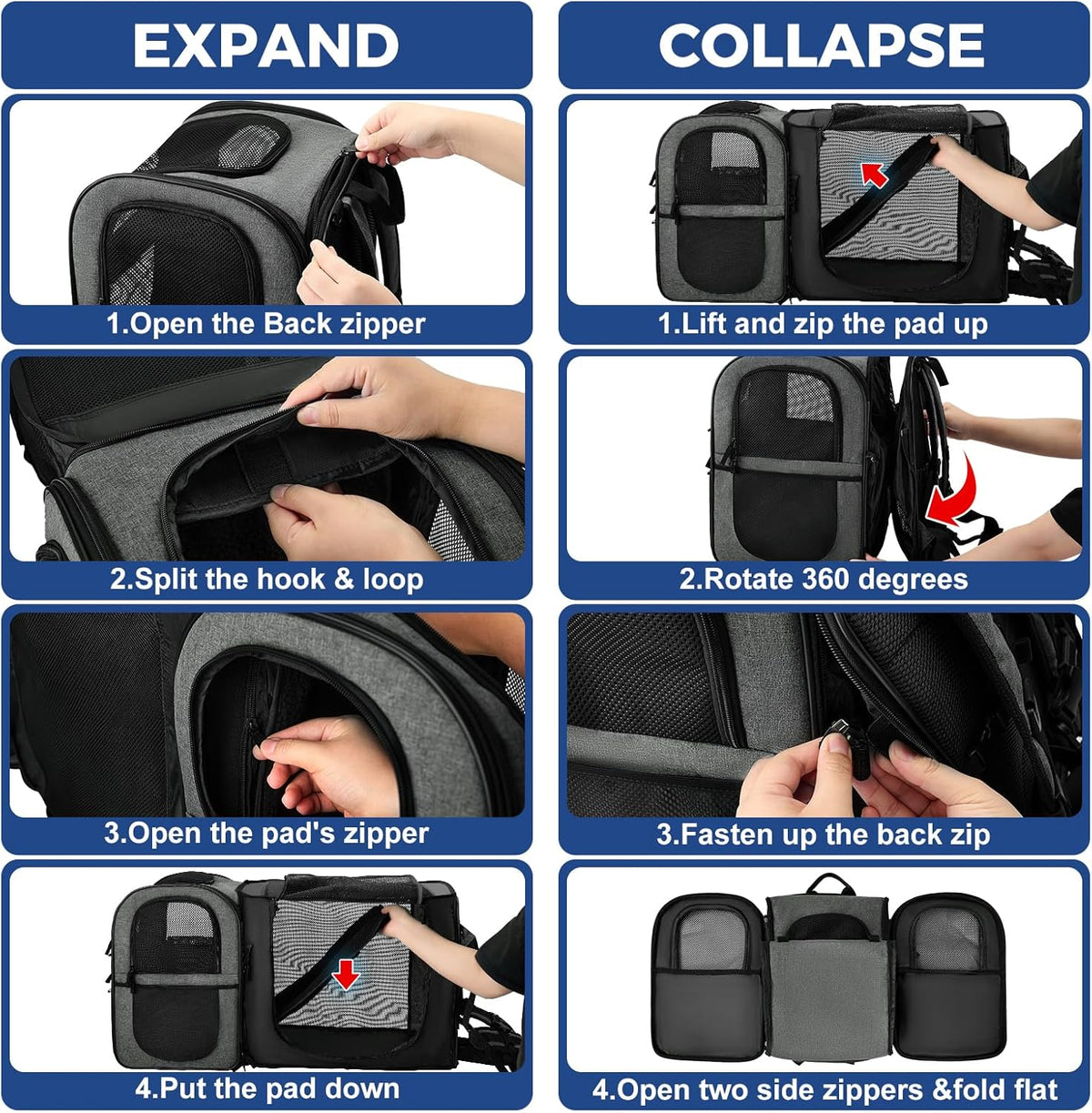Apollo Walker Pet Carrier Backpack for Large/Small Cats and Dogs, Puppies, Safety Features and