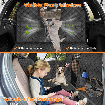 URPOWER High Barrier Back Seat Extender for Dogs, Hard Bottom Dog Car Seat Cover Holds 400 lbs