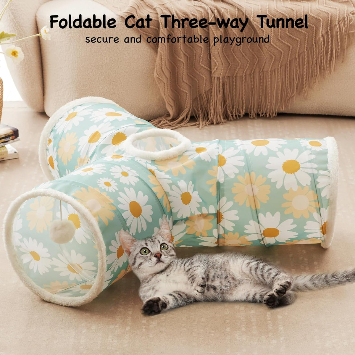 Tempcore Pet Cat Tunnel Tube Cat Toys 3 Way Collapsible, Cat Tunnels for Indoor Cats，Kitty Tunnel