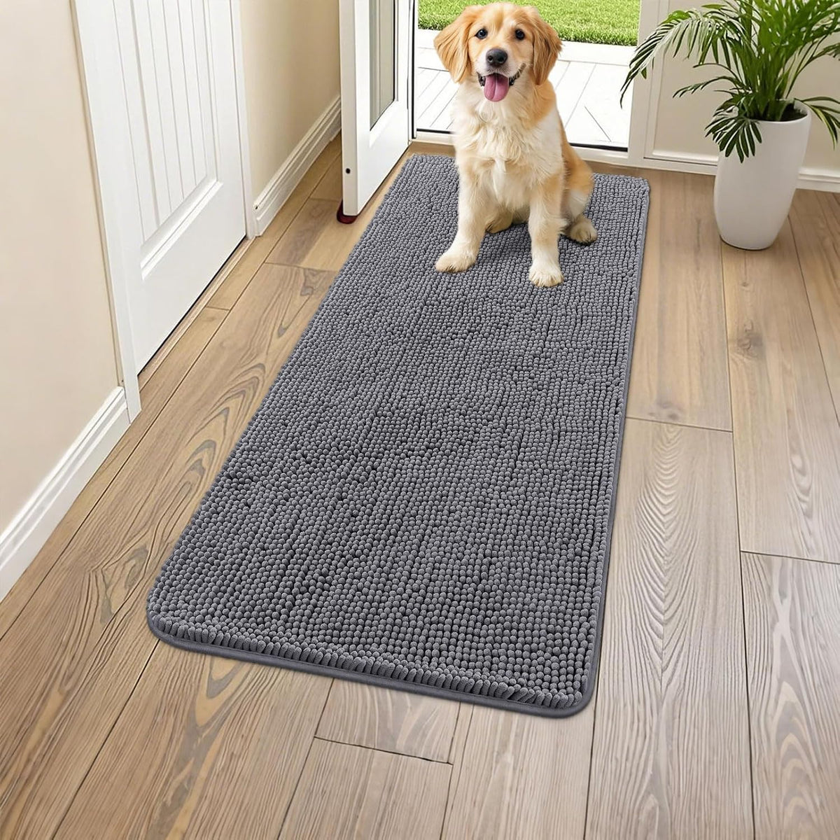 Smiry Dog Door Mat for Muddy Paws 47x24, Absorbs Moisture and Dirt Doormat, Non-Slip Washable Quick