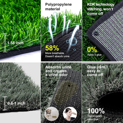 Pee Pads for Dogs with Fake Grass, 27" x 21" Indoor Artificial Grass for Dogs Potty, Lawn Pee Pads