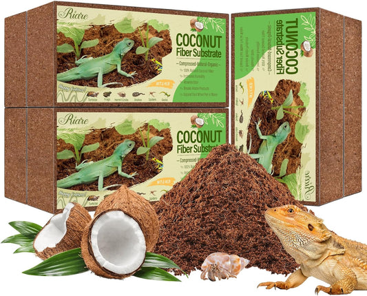 Riare 6 Pack Natural Coconut Fiber Substrate for Reptile- Premium Compressed Coconut Husk Terrarium