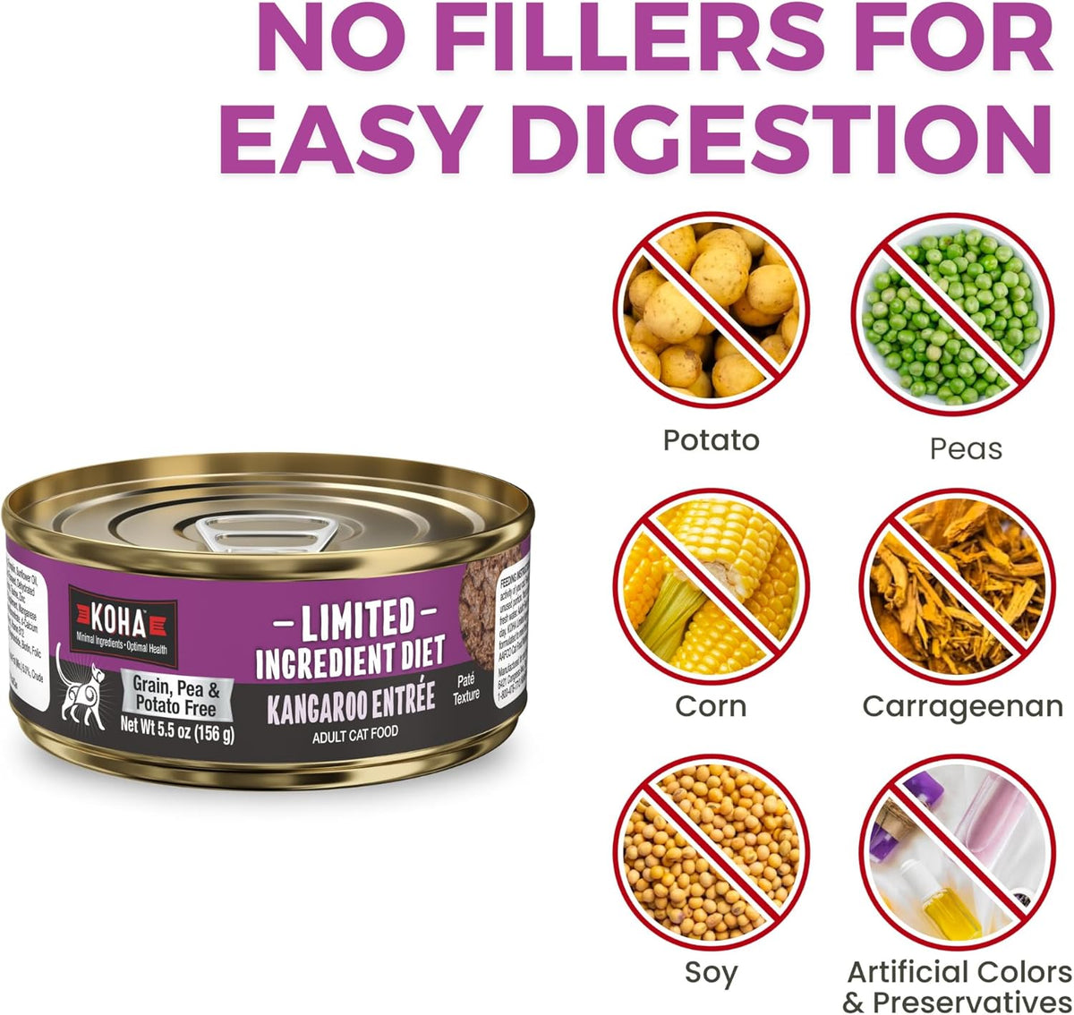KOHA Limited Ingredient Diet Kangaroo Pate for Cats - Single Meat Cat Food for Sensitive Stomachs
