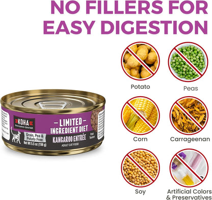 KOHA Limited Ingredient Diet Kangaroo Pate for Cats - Single Meat Cat Food for Sensitive Stomachs