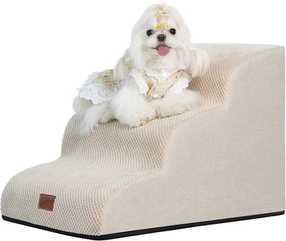 GoGoBunny Ramp Dog Stairs for Couch Sofa and Chair 15.7" H, 3-Step Pet Steps for Small Dogs and