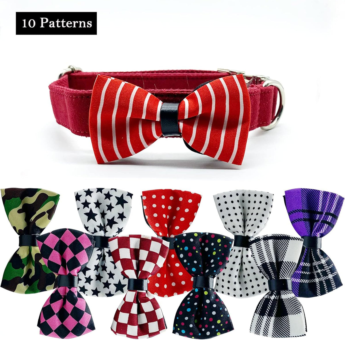10 PCS Dogs Collar Elastic Attachment Bow Ties for Small Medium Large Pet/Cats Puppies Collar