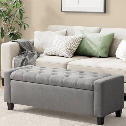Ottoman with Storage, 48.8" Fabric Storage Ottoman Bench with Hinge, Bedroom Bench, Upholstered