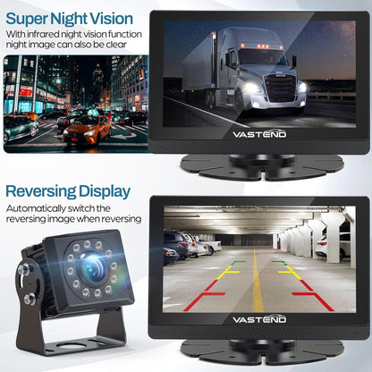 1080P Backup Camera for Truck, 7" IPS Touchscreen Monitor Front and Rear View Dual Cameras, IP69