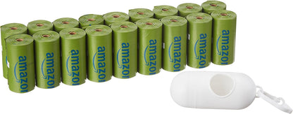 Amazon Basics Dog Poop Bags with Dispenser, 270 Count, Enhanced for Guaranteed Leakproof, Talcum