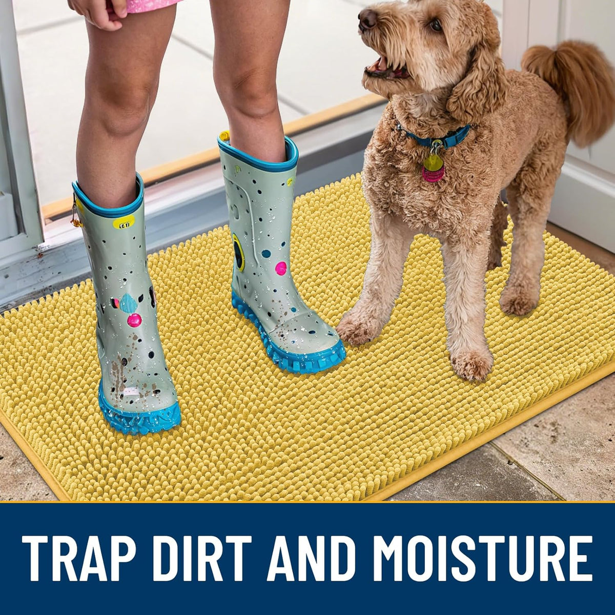 Smiry Dog Door Mat for Muddy Paws 30x20, Absorbs Moisture and Dirt Doormat, Non-Slip Washable Quick