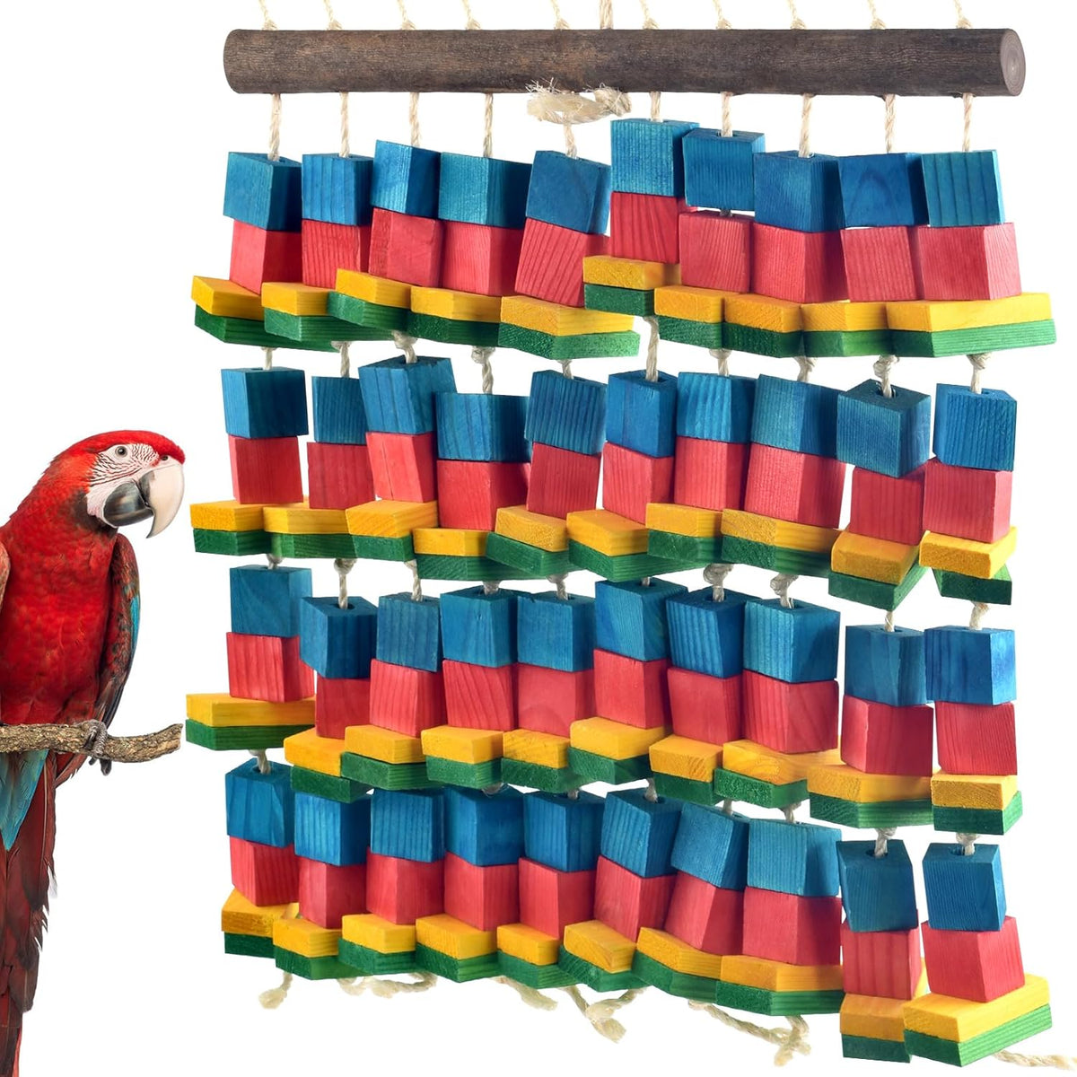 Extra Large Bird Toys, 21.6inch XL Macaw African Grey Parrot Chewing Toys, Natural Wooden Block