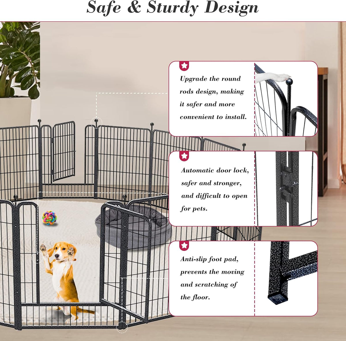 Dog Playpen 32 inch 28 Panels Indoor Outdoor Dog Pen for Medium/Small Dogs Heavy Duty Metal Dog