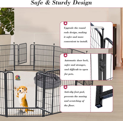 Dog Playpen 32 inch 16 Panels Indoor Outdoor Dog Pen for Medium/Small Dogs Heavy Duty Metal Dog