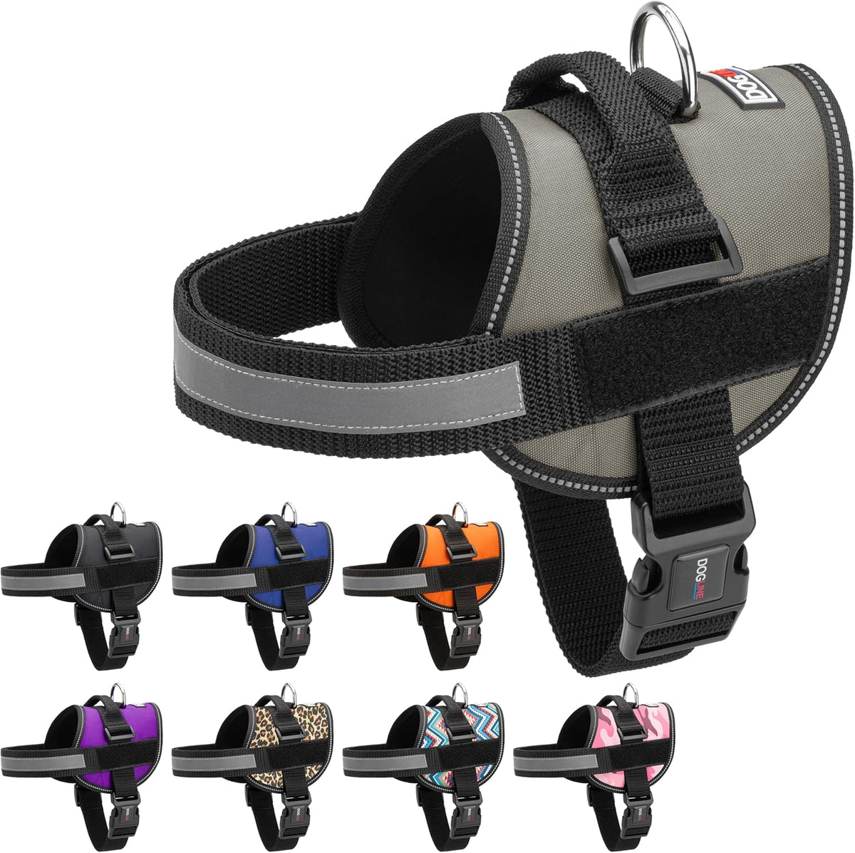 Dogline Dog Harness, Reflective No-Pull Adjustable Vest with Handle for Walking, Training, Service
