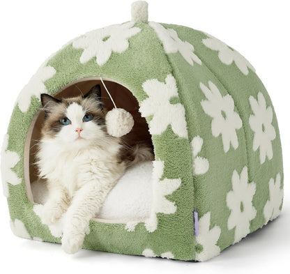 Lesure Cute Cat Beds for Indoor Cats - 2 in 1 Large Cat Cave Bed with Removable Washable Cushioned