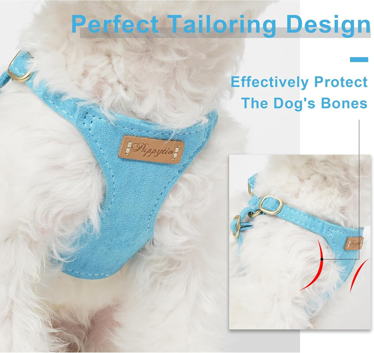 Puppytie No Pull Small Dog Harness with Multifunction Dog Leash,Lightweight Soft Adjustable No