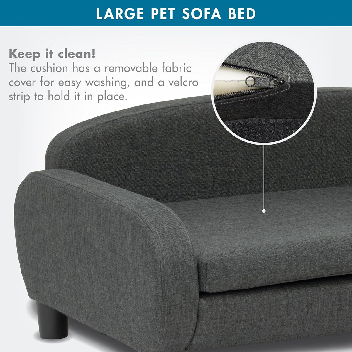 Paws & Purrs Multi-Cat Sofa Bed – 41.5″ Wide Elevated Pet Couch with 3″ Foam Mattress, Removable