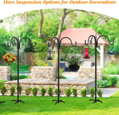 FEED GARDEN [Upgrade Version 76 Inch Three Shepherd Hooks for Outdoor,Bird Feeder Pole with 5 Prong