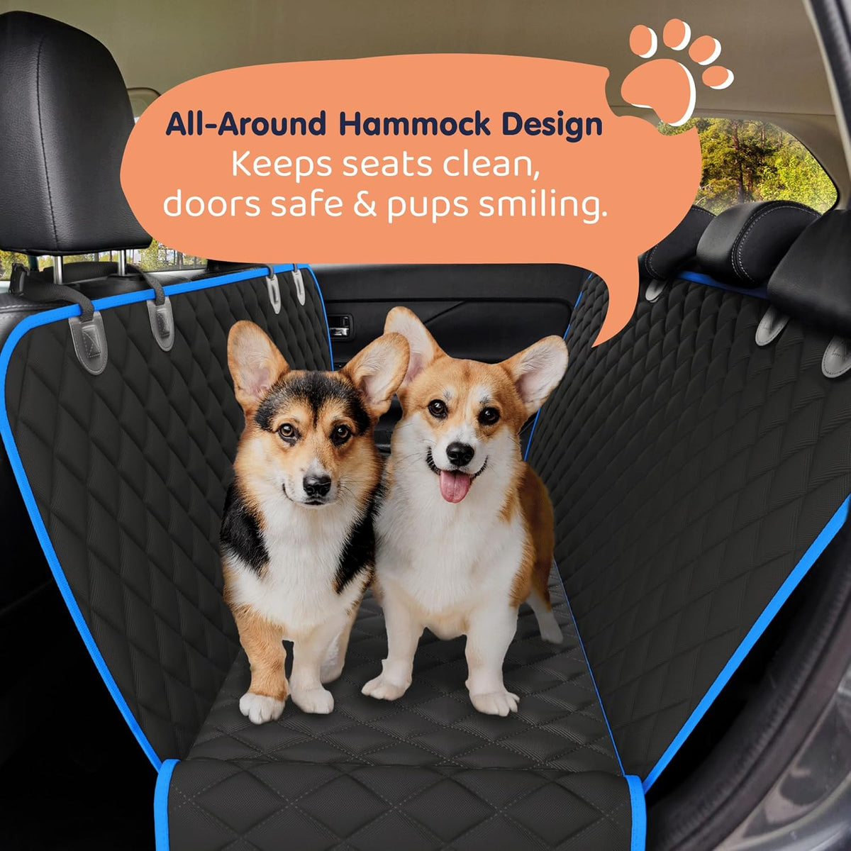 XL Dog Car Seat Cover for Back Seat, Waterproof Hammock for Car, SUV & Truck, Non-Slip Backseat