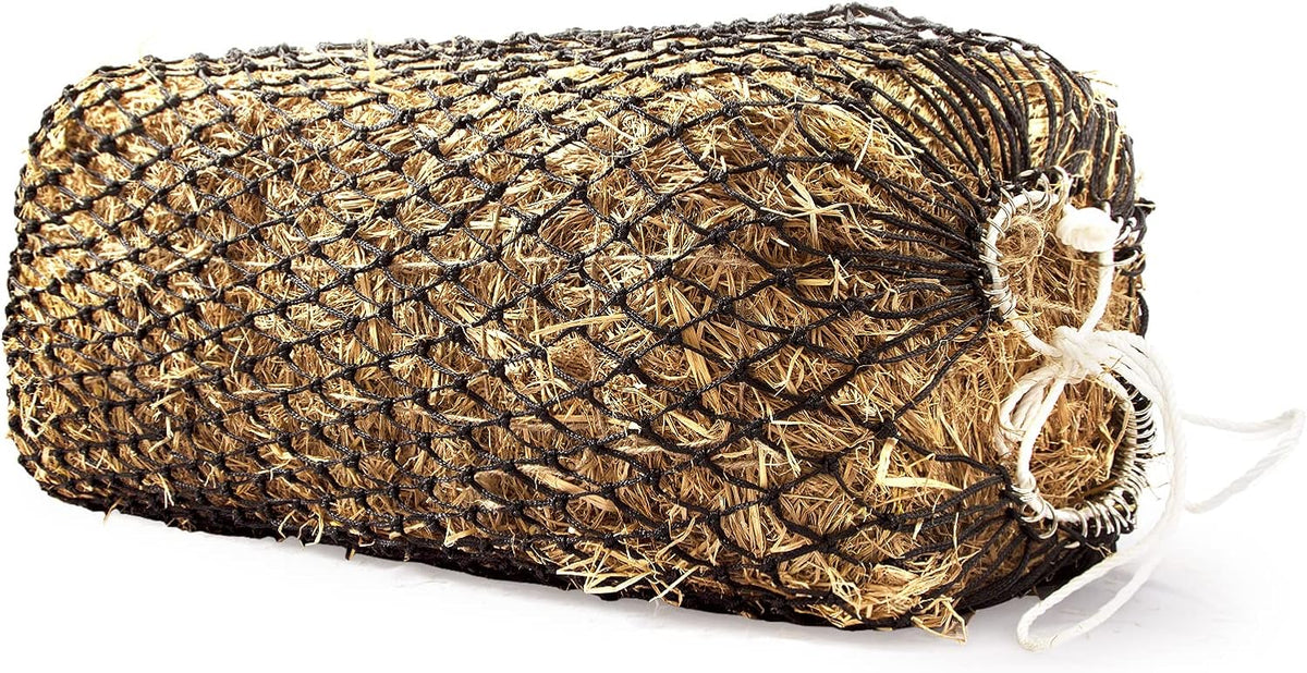 Bloomoak Slow Hay Net Feeder for Horses, Durable Soft Black PE 2/3 String Hay Bales Bags, Fit