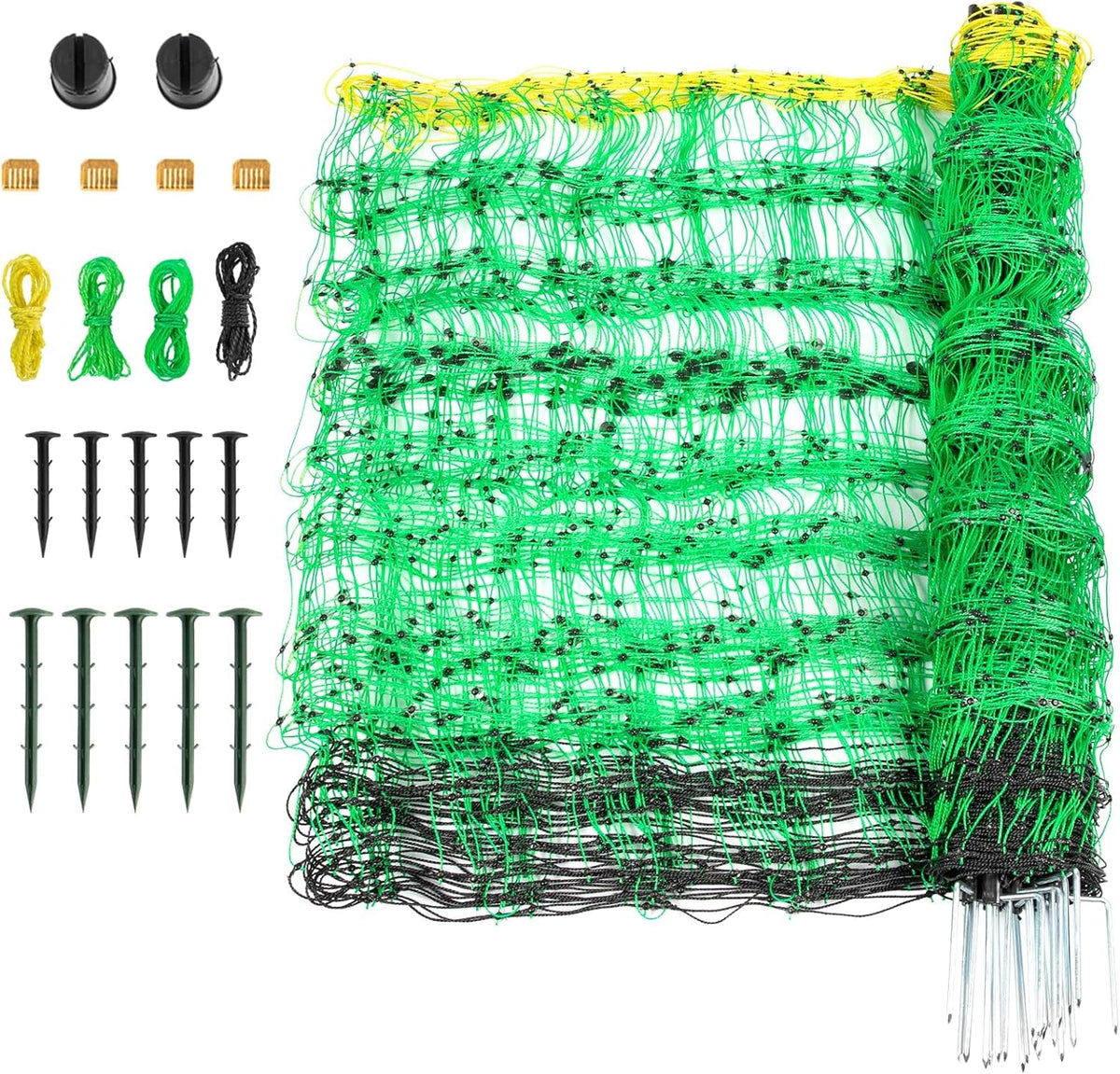 Electric Fence Netting, 49.6" H x 164' L, PE Net Fencing Kit with 14 Posts Double Spiked, Utility