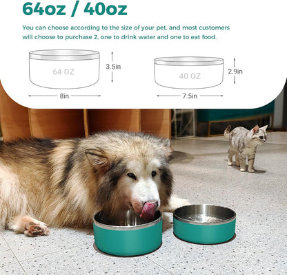 Dog Bowl, Stainless Steel Dog Food and Water Bowl with Non Slip Quiet Bottom, Easy to Clean