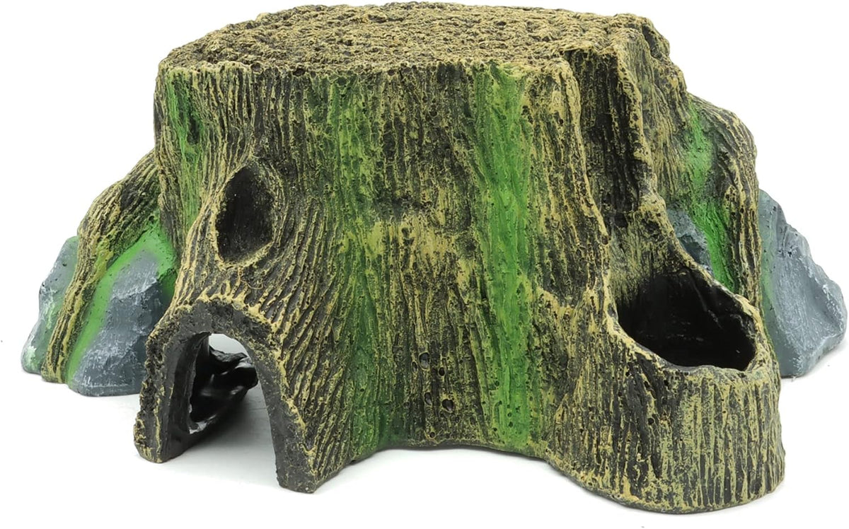 JIHAQUA Resin Large Turtle Tank Accessories Reptile Hideouts Cave Habitat Decor for Gecko Leopard