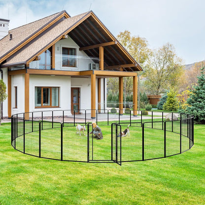 Dog Playpen Outdoor Extra Wide 24 Panels Heavy Duty Dog Fence 47" Height Anti-Rust with Doors