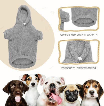 Fuzzy Dog Sweaters for Small Dogs Soft Double-Sided Plush Fleece Pet Sweater Dog Hoodie Clothes