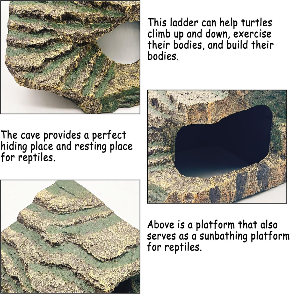 kathson Turtles Basking Platform Reptile Hiding Cave Hideouts for Aquatic Turtles, Frog, Newts and