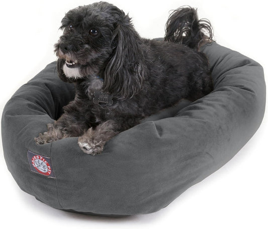 Majestic Pet 24 Inch Suede Calming Dog Bed Washable 24x19x7 (Inch) – Cozy Soft Round Donut Dog Bed