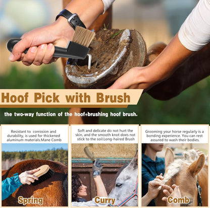 Abbylike 12 Pieces Horse Grooming Kit Racing Festival Tack Room Supplies Horse Brush Sets Equine