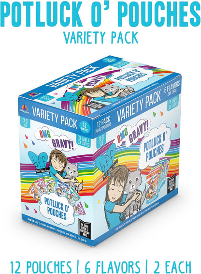 Weruva B.F.F. OMG - Best Feline Friend Oh My Gravy!, Variety Pack, Potluck O' Pouches, Wet Cat